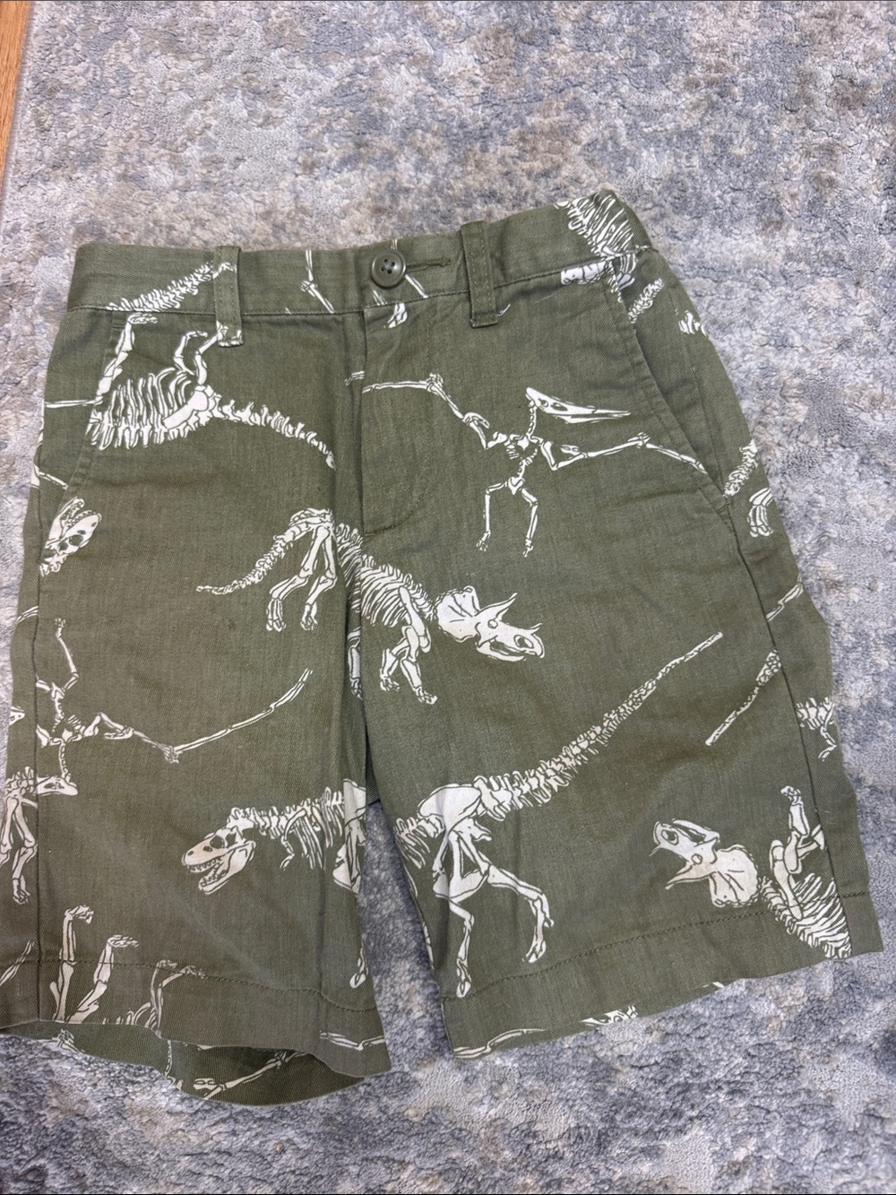 Crewcuts Olive Green Dinosaur Skeleton Print Shorts